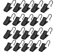 TA-VIGOR 20Pcs Curtain Clips with Hooks, Metal Curtain Hanging Hooks, Small Heavy-Duty Hook Clip Set, for Drapery, Photos, Art Craft Display and Home Decoration, Black