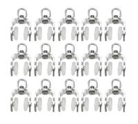 TA-VIGOR 20Pcs Curtain Track Rollers, Stainless Steel Twin Wheeled Curtain Rail Track Pulley, Silent Curtain Rail Gliders for Windows Shower Curtain Tracks