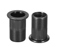 TA-VIGOR 20Pcs M10 Rivet Nuts, Carbon Steel Zinc-Plated Knurled Flat Head Threaded Insert Nut Black for Automotive Furniture