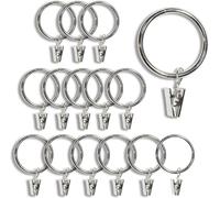 TA-VIGOR 24Pcs Curtain Rings with Clips, 38mm Inner Dia Metal Drapery Ring, Decorative Hanger Ring Hook Clip for Drapery, Windows, Bathroom, Home Kitchen, Silver