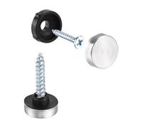 TA-VIGOR 24Pcs Mirror Screws, 12mm Stainless Steel Mirror Screws Cap Nail with Washers, Decorative Cap Covers Brushed Mirror Nails for Mirrors, Furniture Fittings, Tables, Wardrobes, Glass, Silver