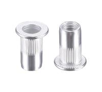 TA-VIGOR 25pcs M5 Knurled Rivet Nuts, Aluminium Alloy Flat Head Threaded Insert Rivnut Kit for Metal Plate, Wood, Plastic, Fiberglass