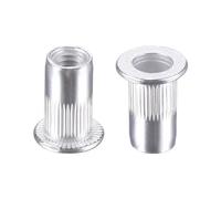 TA-VIGOR 25Pcs M5 Rivet Nuts, Aluminium Alloy Knurled Flat Head Threaded Insert Nut Silver for Automotive Furniture