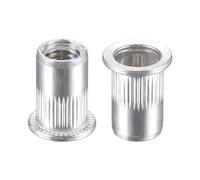 TA-VIGOR 25Pcs M8 Rivet Nuts, Aluminium Alloy Knurled Flat Head Threaded Insert Nut Silver for Automotive Furniture