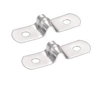 TA-VIGOR 25Pcs Rigid Pipe Strap 5mm(0.2") 2 Holes Tube Straps 201 Stainless Steel U Bracket Tension Tube Clip Clamp for Pipe Fixing