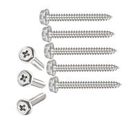 TA-VIGOR 25Pcs Self Tapping Screws with Washer, M4 x 35mm Phillips Wood Screw, Hex Flange Head Self Drilling Screws, 304 Stainless Steel Metal Screw Bolts for Wood Drywall Furniture Repairing