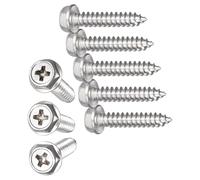 TA-VIGOR 25Pcs Self Tapping Screws with Washer, M5 x 25mm Phillips Wood Screw, Hex Flange Head Self Drilling Screws, 304 Stainless Steel Metal Screw Bolts for Wood Drywall Furniture Repairing