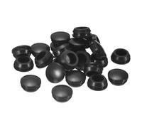 TA-VIGOR 25Pcs Silicone Snap in Locking Hole Plugs, Rubber Panel Seal Cover Flush Type Panel Round for 14-15mm Hole, Hole Stoppers for Kitchen Rubber Bulkheads Waterproof Sealing Plugs, Black