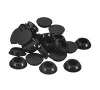 TA-VIGOR 25Pcs Silicone Snap in Locking Hole Plugs, Rubber Panel Seal Cover Flush Type Panel Round for 15.5-17mm Hole, Hole Stoppers for Kitchen Rubber Bulkheads Waterproof Sealing Plugs, Black