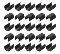 TA-VIGOR 25Pcs U-Shaped Plastic Chair Leg Floor Protectors - Rectangle Shaped Chair Feet Caps for 25mm Metal Tube Legs - Furniture Glides for Office Chairs, Garden & Patio Seating - Black
