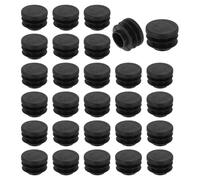 TA-VIGOR 28 Pcs Round Plastic End Caps 16mm(0.63 Inch), Black PE Pipe Plug Inserts for Chair Table Furniture Legs, Glide Floor Protector Tube Caps for Bench Stool Frame, Tubing Pipe End Covers
