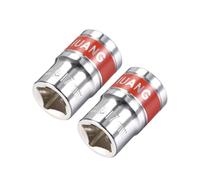 TA-VIGOR 2Pcs 1/2-Inch Drive by 17mm Shallow Socket with Red Band, Cr-V Drive Socket, 6-Point, Metric for Auto Repairing and Household