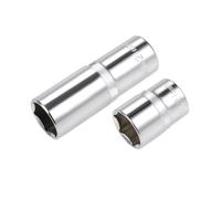 TA-VIGOR 2Pcs 1/2-Inch Drive by 21mm Deep and Shallow Socket, Cr-V Drive Socket, 6-Point, Metric for Auto Repairing and Household