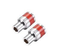 TA-VIGOR 2Pcs 1/2-Inch Drive by 8mm Shallow Socket with Red Band, Cr-V Drive Socket, 6-Point, Metric for Auto Repairing and Household