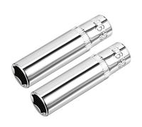 TA-VIGOR 2Pcs 1/4 Inch Drive 9mm 6-Point Deep Socket, Metric, Cr-V Drive Socket for Auto Repairing and Household