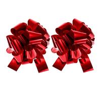 TA-VIGOR 2Pcs 12 Inch Large Pull Bow - Red Metallic Gift Wrapping Ribbon for Cars, Christmas, Weddings, Gift Baskets and Presents - Waterproof Decorative Bow for Indoor and Outdoor Use