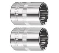 TA-VIGOR 2Pcs 12 Point Impact Socket 3/8 Inch Drive 14mm Shallow Socket Chrome Cr-V Steel, Metric 3/8 Socket for Ratchet Wrench Auto Repair DIY Tools