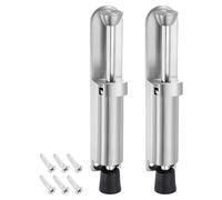 TA-VIGOR 2pcs 162mm/6.38" Spring Loaded Kickdown Door Stopper with Non-Slip Rubber Foot, Foot Pedal Door Stop Holder No-Bend Operation for Rooms, Front Doors, Patios, Garages, Offices (Silver)