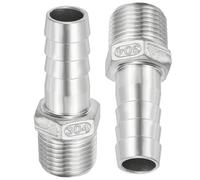 TA-VIGOR 2Pcs 304 Stainless Steel Barb Hose Fitting, 16mm Hose Barbed x 1/2" NPT Male Thread Pipe Fitting Barb Hose Connector Adapter for Connecting Air Pipe, Fuel Pipe, Water Pipe