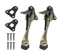 TA-VIGOR 2pcs 4 Inch Kickdown Door Stopper with One-Touch Pedal Height-Adjustable and Rubber Tip, Zinc Alloy Heavy Duty Door Stop Holder for Rooms, Front Doors, Patios, Garages, Offices (Bronze Tone)