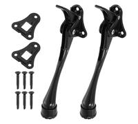 TA-VIGOR 2pcs 6 Inch Kickdown Door Stopper with One-Touch Pedal Height-Adjustable and Rubber Tip, Zinc Alloy Heavy Duty Door Stop Holder for Rooms, Front Doors, Patios, Garages, Offices (Black)