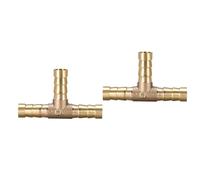 TA-VIGOR 2Pcs 8mm Brass T-Barb Splicer Connector, 3-Way Fuel Hose Barbed Fitting, T-Shaped Tube Splitter for Water, Fuel, Gas, Air and Oil Lines