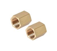 TA-VIGOR 2Pcs Brass Pipe Fitting Connector Straight Hex Nipple Coupler 3/8 X 3/8 G Female Thread Compression Fittings