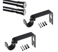 TA-VIGOR 2Pcs Curtain Pole Brackets, Heavy Duty Curtain Rod Wall Brackets Holder, Window Dressing Holder Ceiling Support for 16mm Drapery Rod, 73 x 36 x 16mm, Black