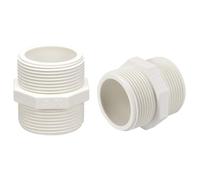 TA-VIGOR 2Pcs G1-1/2 x G1-1/2 Male Thread Hex Nipple PVC Pipe Fittings, Plumbing Adapter Connectors for Water Pipe Joint and Threaded Pipework Connections
