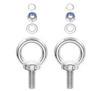 TA-VIGOR 2Pcs M12 x 30mm Lifting Long Eye Bolt, 304 Stainless Steel Wall Expansion Anchor Bolts, Masonry Concrete Screws Shoulder Eyebolt Lifting Ring with Nuts Washers for Hanging Hammock Article