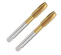 TA-VIGOR 2Pcs M8 x 1.25mm Spiral Point Plug Thread Tap, Thread Milling Tap with H2 Tolerance 3 Flutes Ground Threads, HSS Titanium Coated (Round Shank with Square End)