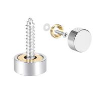 TA-VIGOR 2Pcs Mirror Screws, 12mm brass Mirror Screws Cap Nail with Washers, Decorative Cap Covers Polished Mirror Nails for Mirrors, Furniture Fittings, Tables, Wardrobes, Glass, Silver
