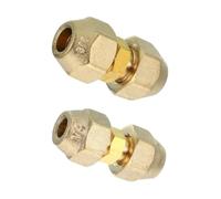 TA-VIGOR 2PCS Pipe Extension Joint Connector Set, Copper Pipe Coupling Adapter with Flare Nuts for Copper Pipe Diameter 1/4" and 3/8" for Air Gas Line Refrigeration HVAC