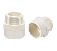 TA-VIGOR 2Pcs PVC Pipe Fitting, 40mm Slip X G1-1/4 Male Thread Adapter Connector, White Union Coupling for Plumbing and Garden Irrigation Pipe Systems