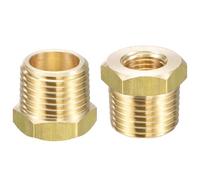 TA-VIGOR 2Pcs Reducer Adapter, 1/2 NPT x 1/4 NPT Brass Pipe Fitting Reducer Adapter, Hex Bushing Reducing Connector Fittings for Pipe Connecting Conversion