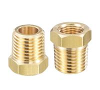 TA-VIGOR 2Pcs Reducer Adapter, 1/4" BSPT Male x 1/8" NPT Femal Brass Pipe Fitting Reducer Adapter, Hex Bushing Reducing Connector Fittings for Pipe Connecting Conversion