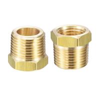 TA-VIGOR 2Pcs Reducer Adapter, 3/8" BSPT Male x 1/4" NPT Female Brass Pipe Fitting Reducer Adapter, Hex Bushing Reducing Connector Fittings for Pipe Connecting Conversion
