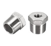 TA-VIGOR 2Pcs Reducer Hex Bushing, 1/2 PT Male to 1/8 PT Female 304 Stainless Steel Reducing Pipe Fitting Adapter for Water Oil Air Pressure Gauge, Pipe Connecting Conversion