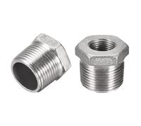 TA-VIGOR 2Pcs Reducer Hex Bushing, 3/4 PT Male to 3/8 PT Female 304 Stainless Steel Reducing Pipe Fitting Adapter for Water Oil Air Pressure Gauge, Pipe Connecting Conversion