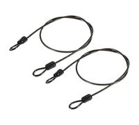TA-VIGOR 2Pcs Security Steel Cable, 2.5mm x 0.5m / 1.64ft Coated Safety Wire Rope with Double Loop, Flexible Security Cable Lock for Bike, Luggage, Travel and Outdoor Use, Black