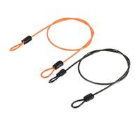 TA-VIGOR 2Pcs Security Steel Cable, 2.5mm x 0.5m / 1.64ft Coated Safety Wire Rope with Double Loop, Flexible Security Cable Lock for Bike, Luggage, Travel and Outdoor Use, Black, Orange