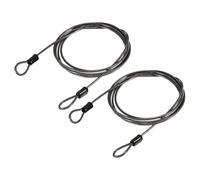TA-VIGOR 2Pcs Security Steel Cable, 2.5mm x 1.5m / 4.92ft Coated Safety Wire Rope with Double Loop, Flexible Security Cable Lock for Bike, Luggage, Travel and Outdoor Use, Black