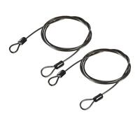 TA-VIGOR 2Pcs Security Steel Cable, 2.5mm x 1m / 3.28ft Coated Safety Wire Rope with Double Loop, Flexible Security Cable Lock for Bike, Luggage, Travel and Outdoor Use, Black