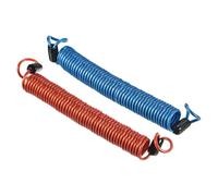 TA-VIGOR 2Pcs Security Steel Cable 2.5mm x 2.5m / 8.2ft, Coated Spring Anti-Theft Wire Rope with Double Loop for Luggage, Bicycles, Doors, Blue & Red