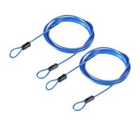 TA-VIGOR 2Pcs Security Steel Cable, 2.5mm x 2m / 6.56ft Coated Safety Wire Rope with Double Loop, Flexible Security Cable Lock for Bike, Luggage, Travel and Outdoor Use, Blue