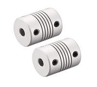 TA-VIGOR 2Pcs Shaft Coupling Flexible Coupler 5mm to 8mm Motor Connector Joint L25xD19 Aluminum Alloy Silver Stepper Motor Coupler Joint Connector
