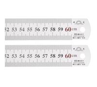 TA-VIGOR 2Pcs Stainless Steel Ruler, 60cm Length Metric Straight Rulers, 0.9mm Thick Metal Ruler, Precision Measuring Tool with Hanging Hole for School, Office, Sewing, Craft and DIY Use