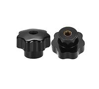 TA-VIGOR 2Pcs Star Knob Grip Handle M8 x 50mm Dia Brass Insert Female Thread Black