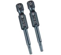 TA-VIGOR 2Pcs T10 Torx Head Screwdriver Bits 1/4 Inch Hex Shank, 50mm Long Magnetic Tamper Proof Star S2 Steel Security Torx Bits with Hole for Impact Driver Drill Bits Hand Tools