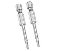 TA-VIGOR 2Pcs T10 Torx Head Screwdriver Bits 1/4 Inch Hex Shank, 50mm S2 Steel Long Magnetic Tamper Proof Star Security Torx Bits with Hole for Impact Driver Drill Bits Hand Tools